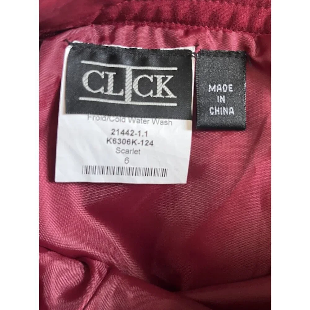 Click Scarlet Red Pencil Midi Skirt Size 6 Lined With Front Slit